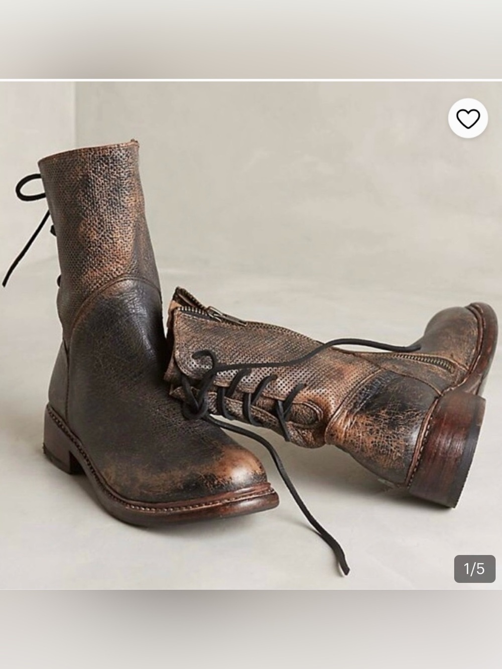Bed Stu Brown Distressed Leather Lace-Up Ankle Boots